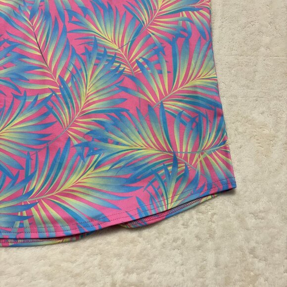 Sunday Swagger Womens Large Golf Polo Floral Leaves Sleeveless Multicolored - Picture 2 of 8